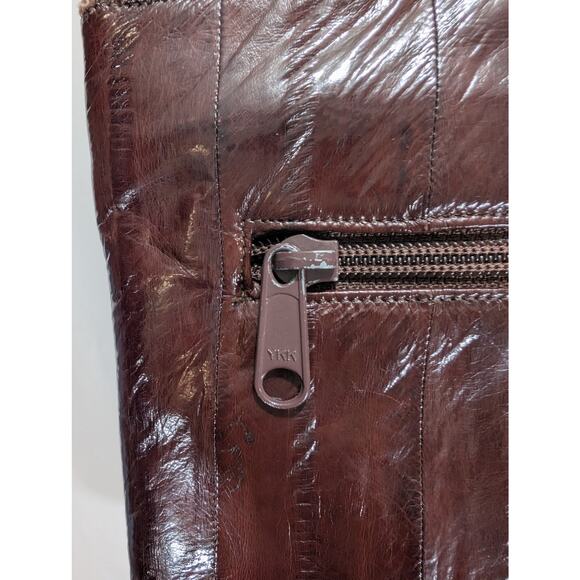 Vintage Joli Genuine Eel Skin Brown Shoulder Tote Bag - Picture 7 of 8
